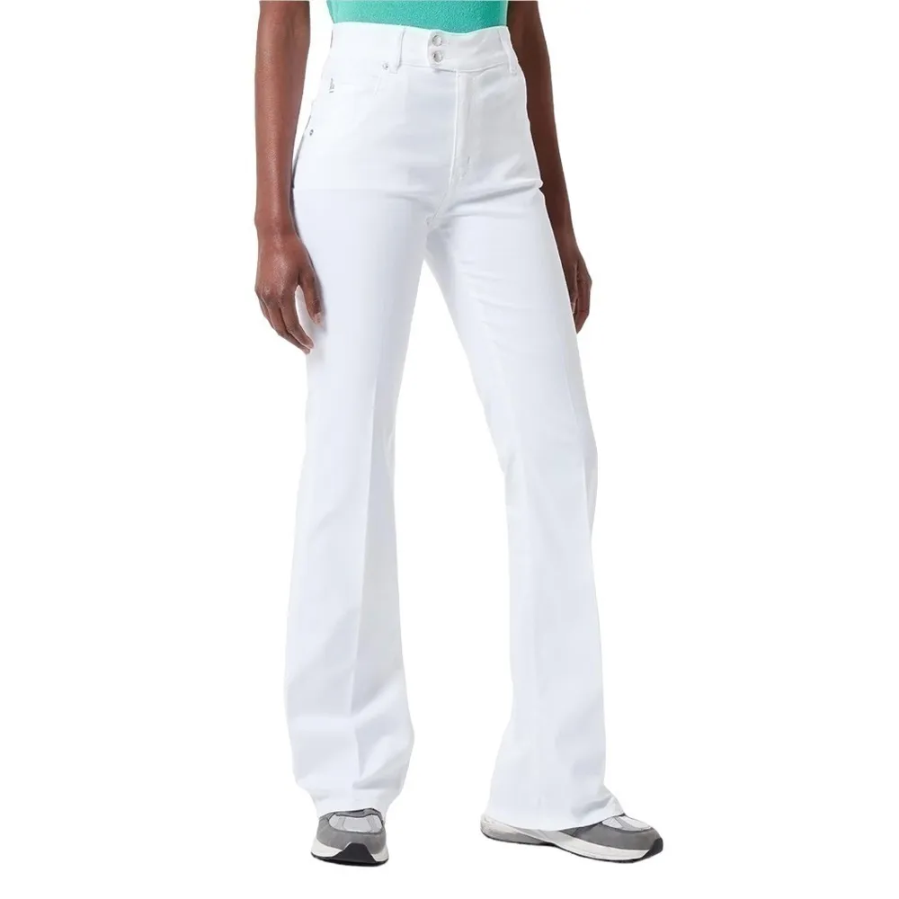 Love Moschino Gabardine Stretch 30‎ Flare Trousers White Pants - Image 3