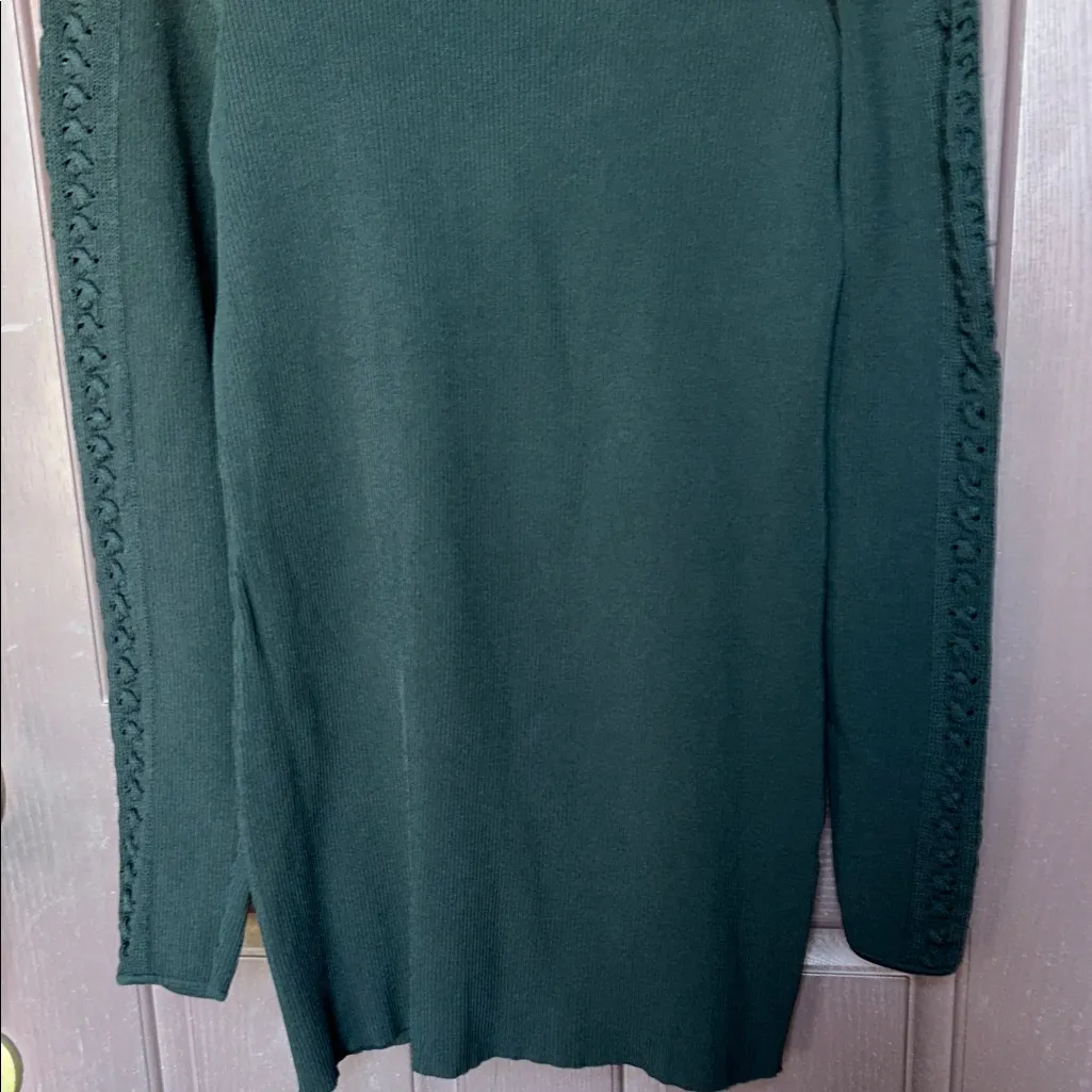 White House Black Market Dark Green Turtleneck Dress - Image 3