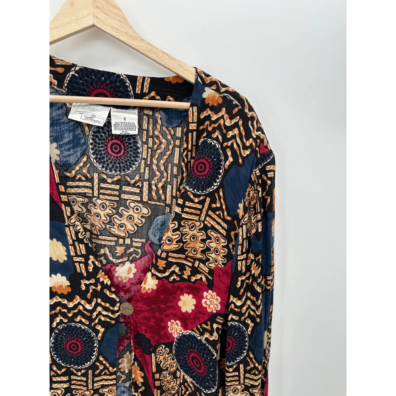 Options Button Cardigan Women 18 Printed Open Front Rayon Artsy Unique Jacket - Image 4