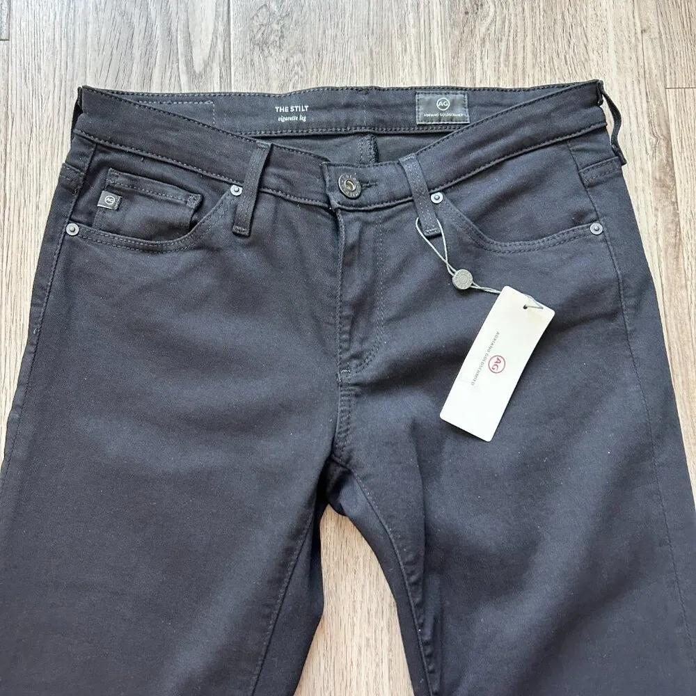 AG Adriano Goldschmied The Stilt Cigarette Leg Legging Ankle in Super Black NWT - Image 6