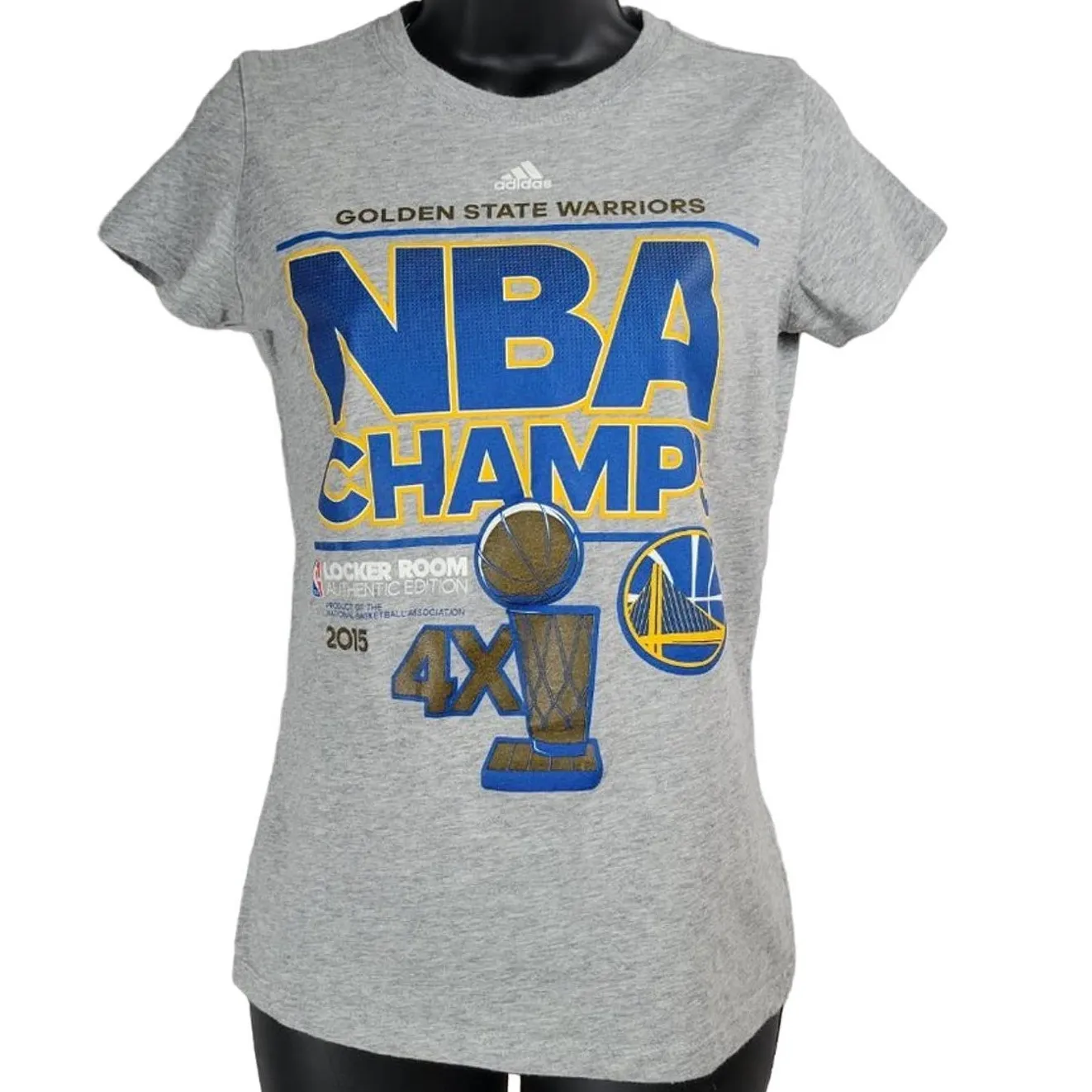 Adidas Golden State Warriors NBA Champs 2015 Graphic T Shirt Womens Medium Gray‎ - Image 6