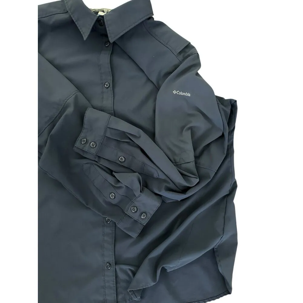Columbia Women Outdoor Hiking Button Shirt Top Size Large Blue - Image 8