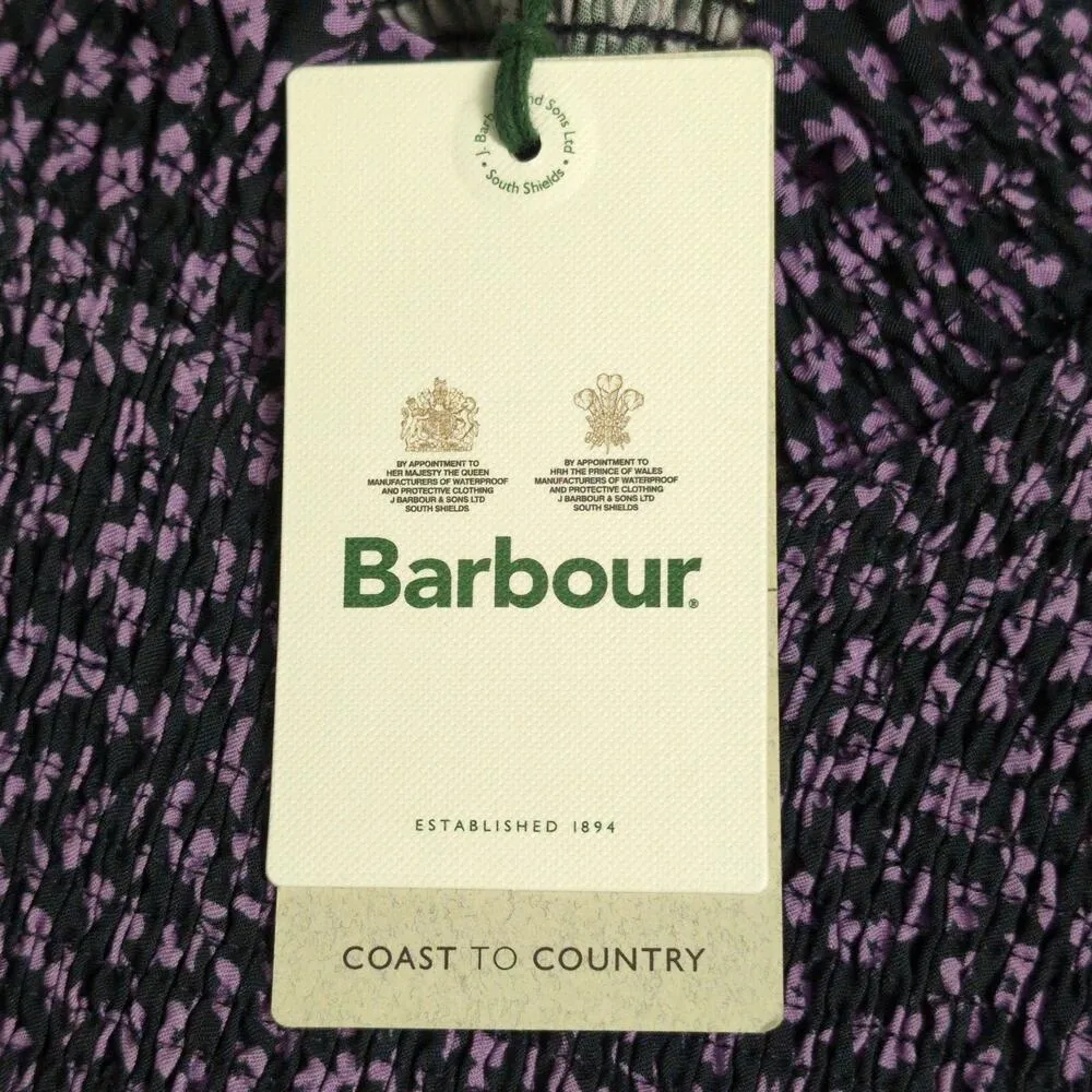 Barbour Midhurst Top Floral Ditsy Print Smocked Ruffle Lyocell Long Sleeve 6 New - Image 10