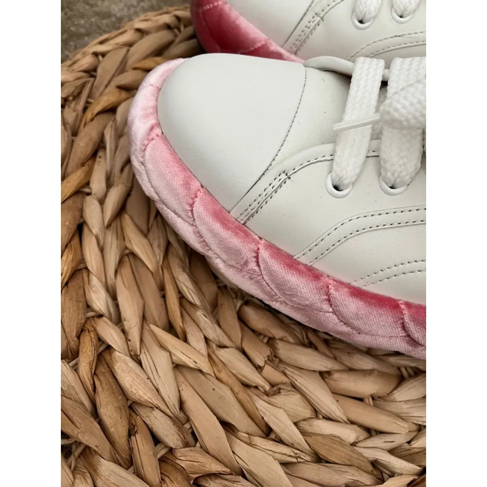 Nwob MARCO DE VINCENZO Sneakers, 30mm Velvet Platform leather White & Pink 39 Size 9 - Image 3