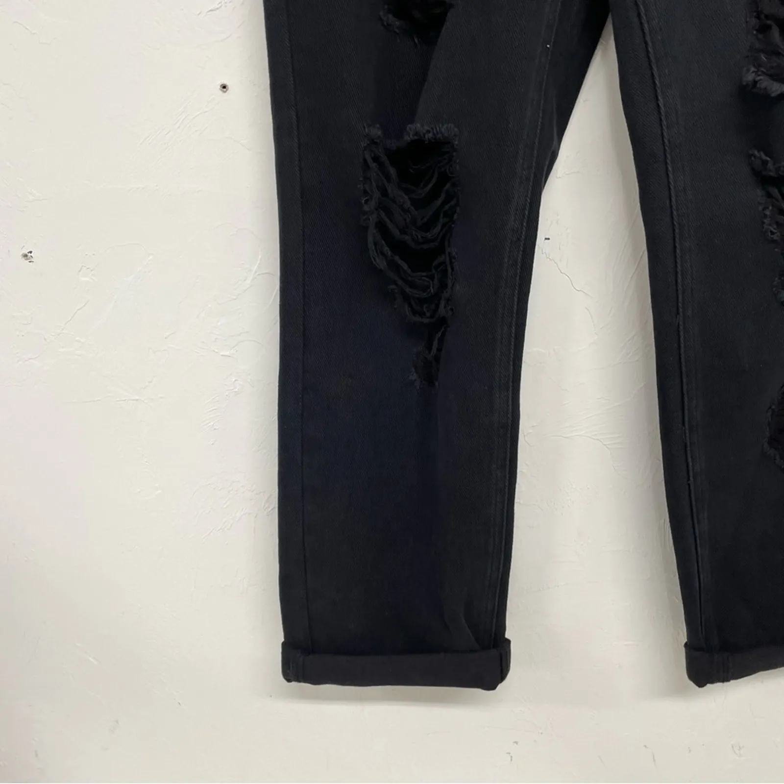 Vervet Black Distressed High Rise Mom Jeans Womens 26 Denim Fall 90s Style - Image 3