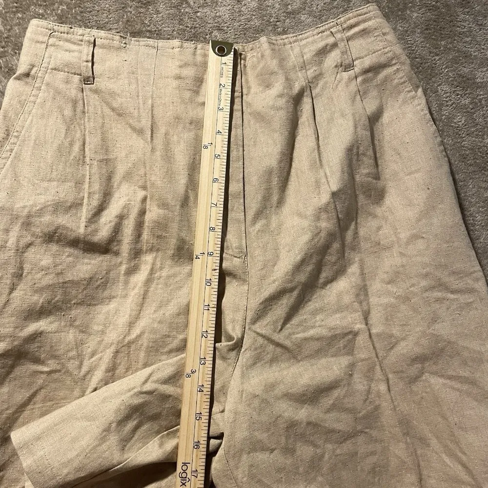 Ashleigh Morgan Sport Shorts Womens Sz 14 Linen High Rise Beige Casual Tan - Image 4