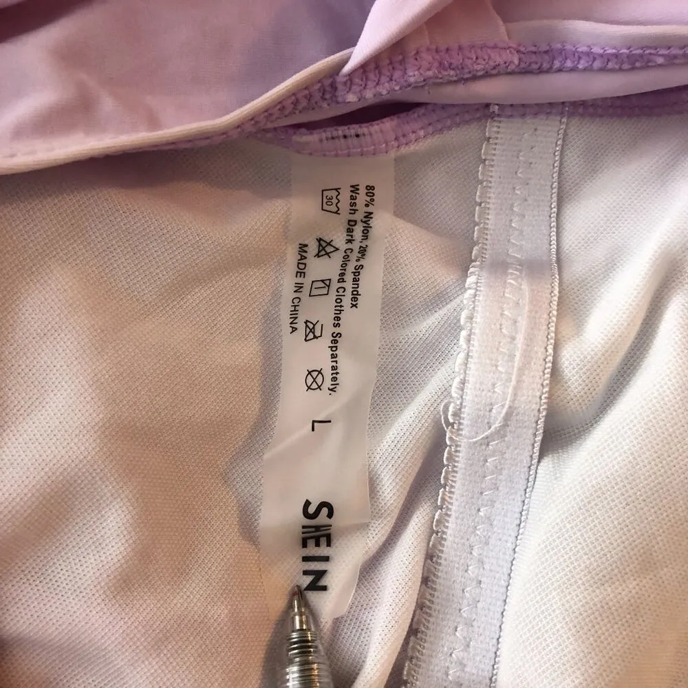 Shein One Piece Swimsuit Square Neck Tie Straps Removable Cups Purple L - Image 3