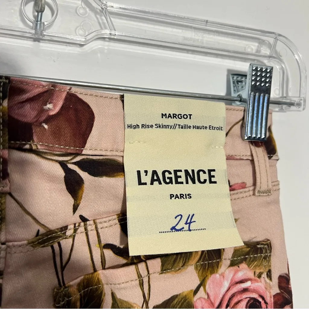 L'agence Margot High Rise Floral Skinny Jeans In‎ Pomelo Rosa Size 24 - Image 7