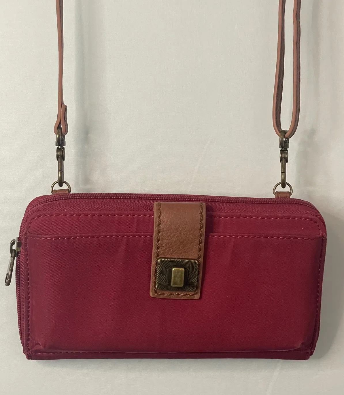 The Sak Red Nylon Crossbody Wallet Phone Bag Adjustable Strap - Image 1