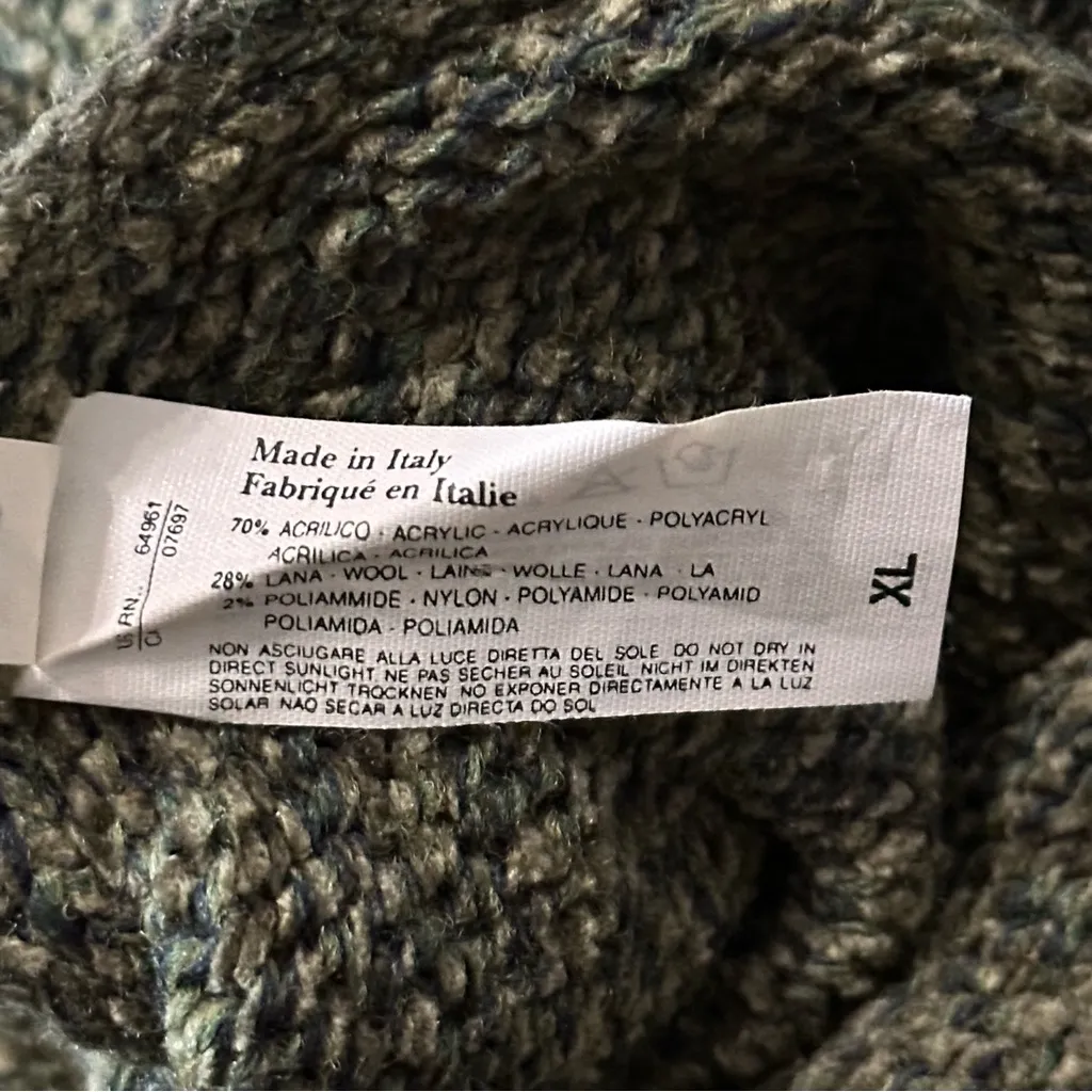 United Colors of Benetton Vintage Women’s XL Hunter Green Fair Isle Arms Sweater - Image 5