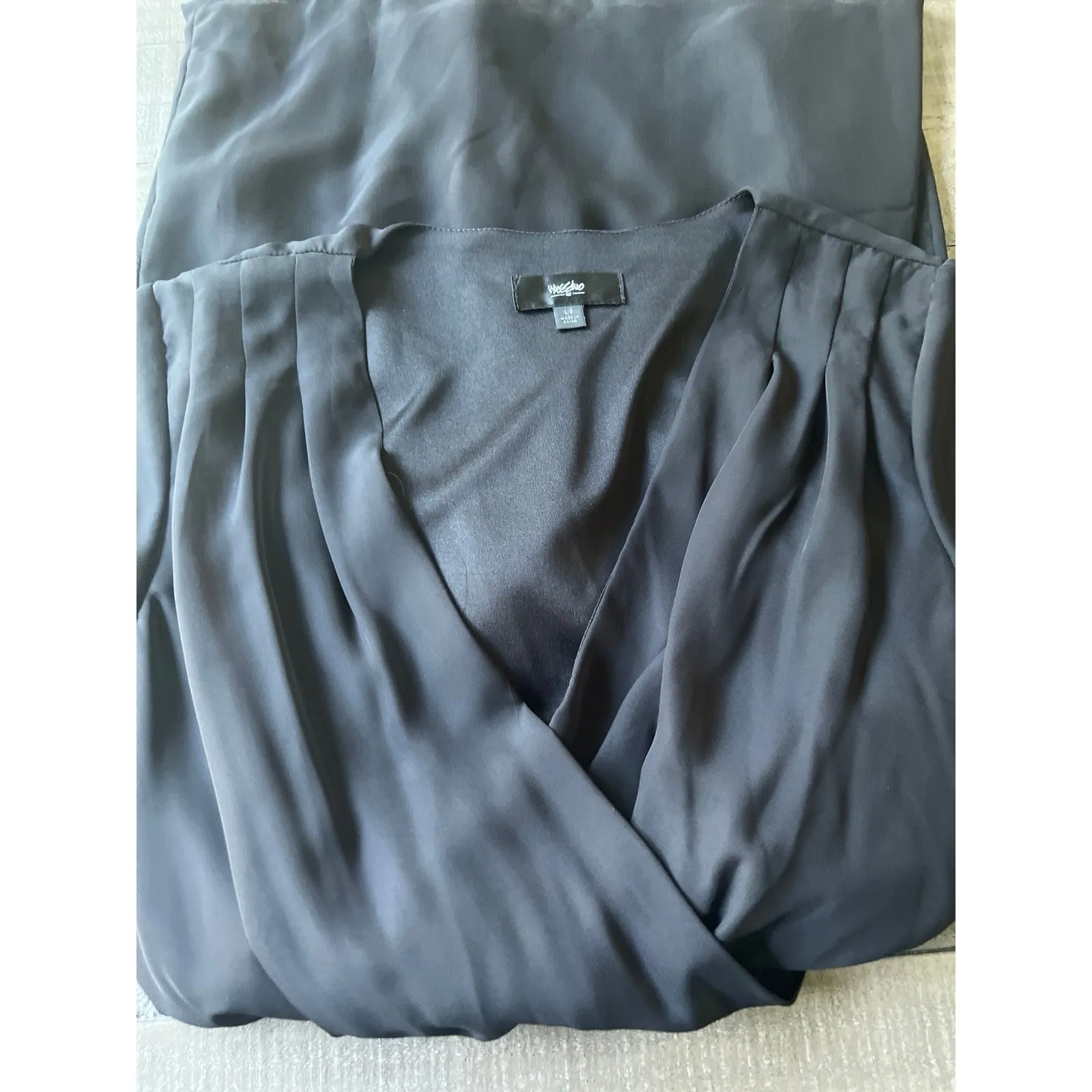 Mossimo Women's black sheer long sleeve V Neck Mid length‎ Dress size Large - Image 11