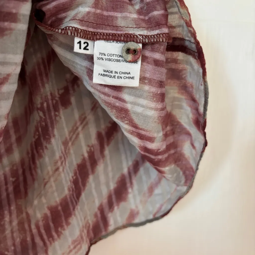 Ulla Johnson Laila Top Canyon Blouse Ruffle Short Sleeve Canyon Tie Dye Size 12 - Image 9