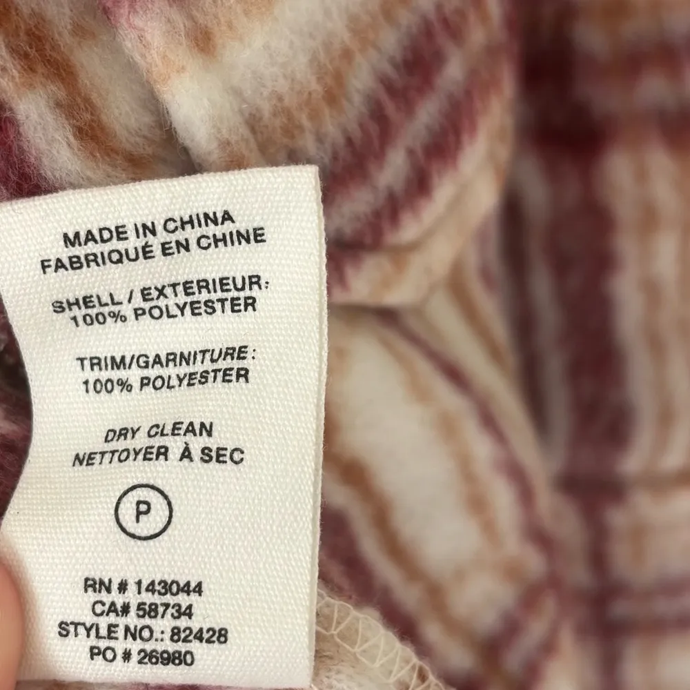 Avec Les Filles Plaid Zip Up Jacket Fleece White Pink Orange Shacket Cropped - Image 12