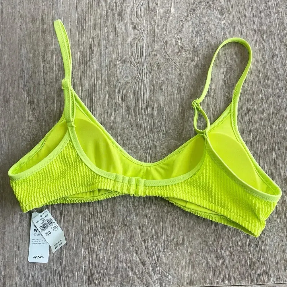 Aerie Crinkle Voop Binding Bikini Top in Lime Slush M NWT - Image 6