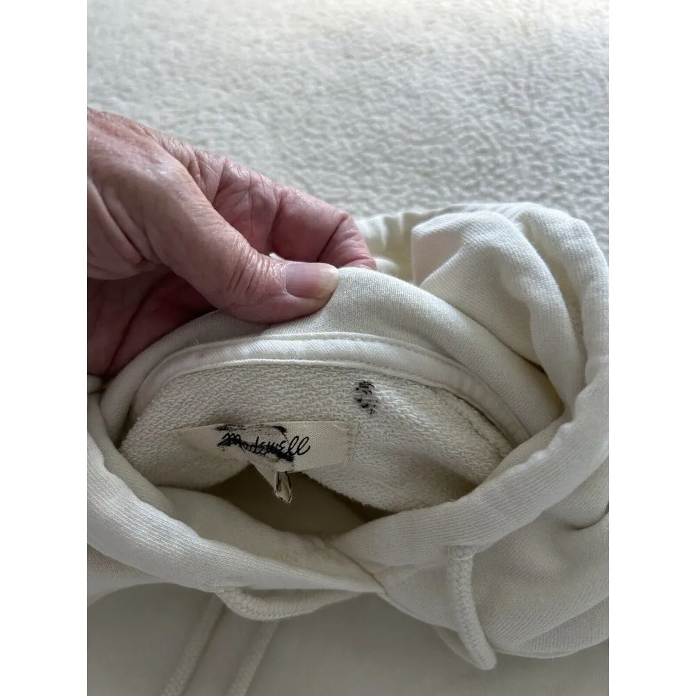 Madewell Raglan Sleeve 365 Terry Ootoya Hoodie Sweatshirt Ivory Womens Sz S - Image 10