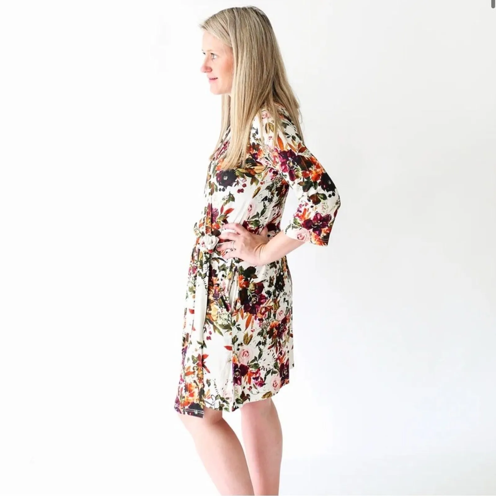 Posh Peanut Floral Corrine Mommy Wrap Robe Intimates Sm M 262 White Size M - Image 2