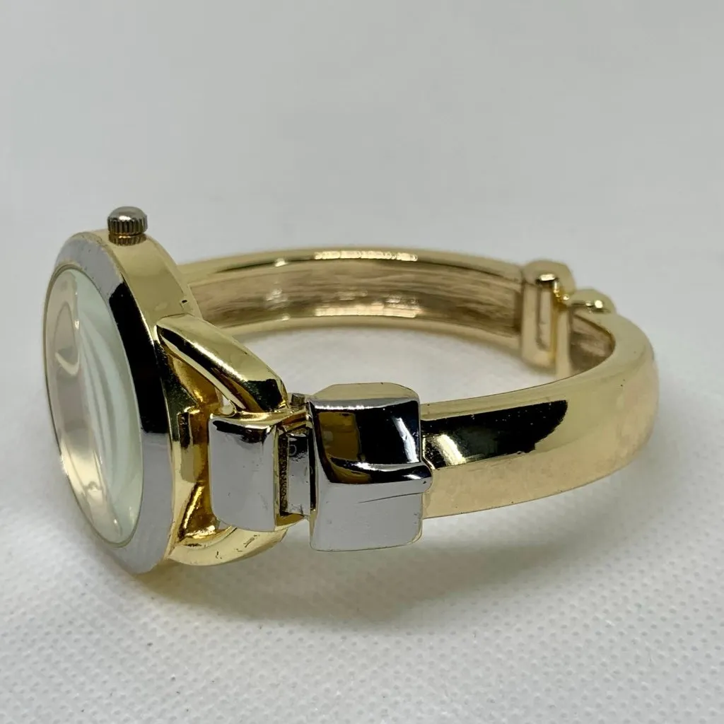 Studio women’s cuff bracelet watch silver gold tone 32mm quartz analog running - Image 3
