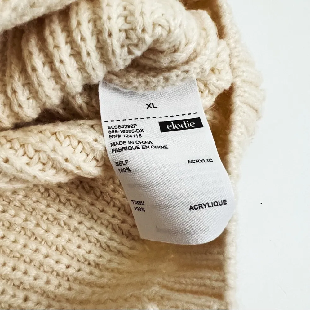 Elodie Cropped Crewneck Pullover Knit Sweater in Cream | Size XL - Image 5