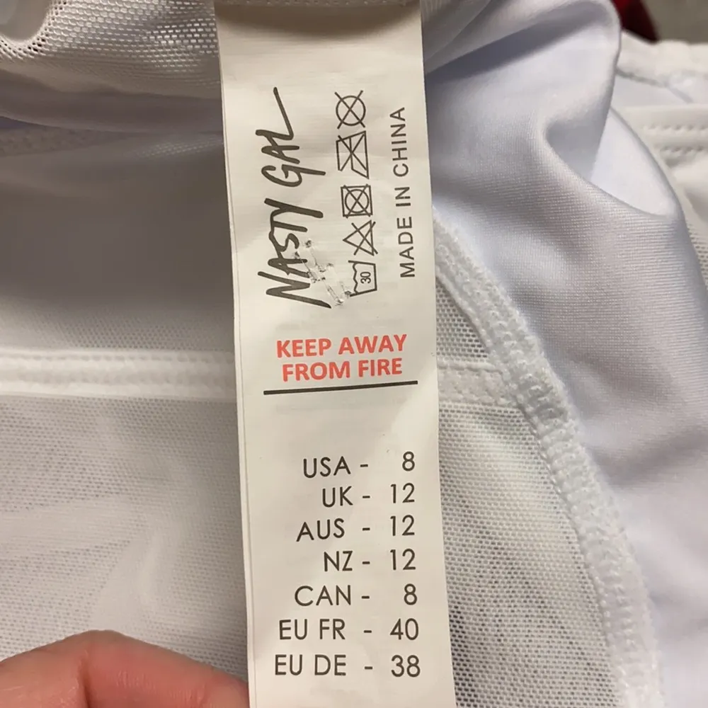 Nasty Gal Swimsuit White High Neck Mesh Panel High Leg One Piece Sexy 8 New - Image 5