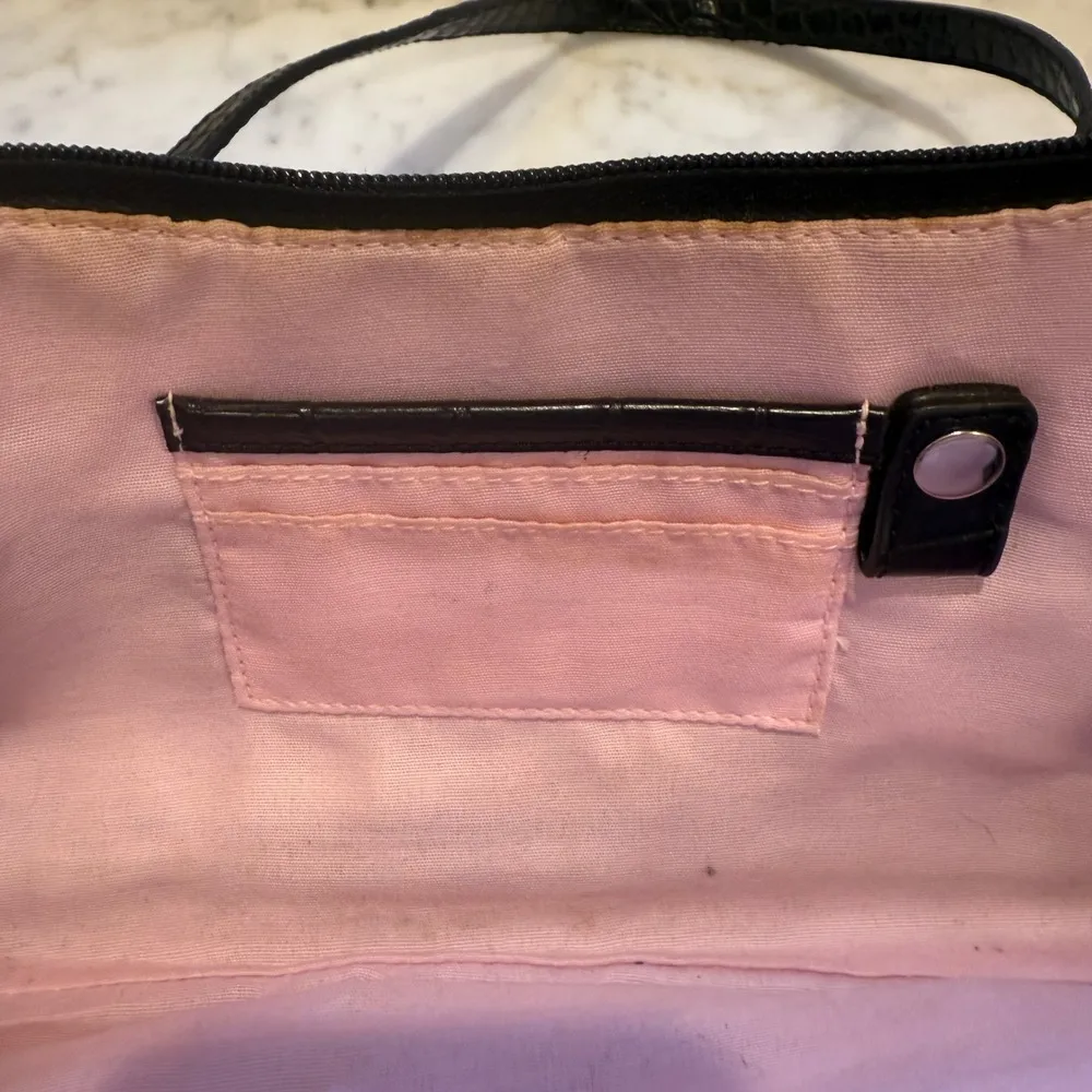 Bisou Bisou Satchel Bag Croc Embossed Leather Top Handle Designer Purse - Image 5