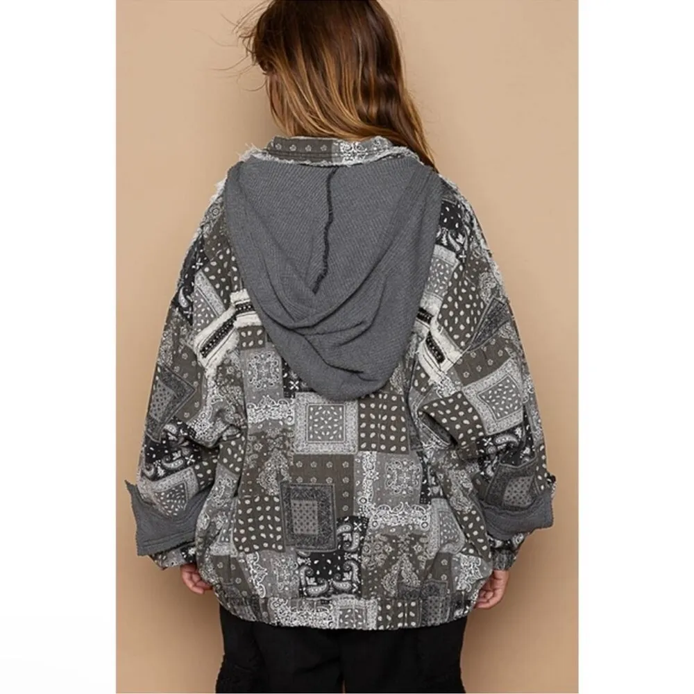 POL  Black Multi Hooded Patchwork Jacket - Image 3