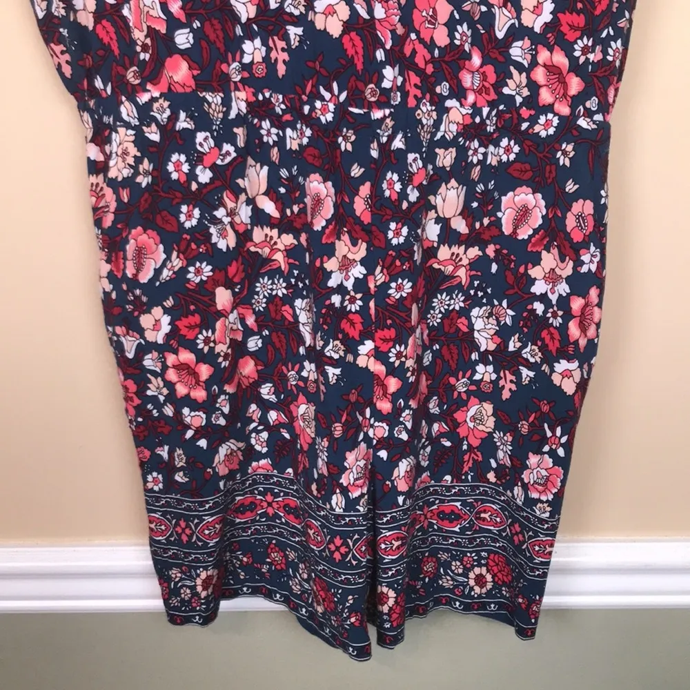 LOFT Petites Women’s Boho Floral Print Ruffle Flutter Sleeve Tie Back Romper - Image 4