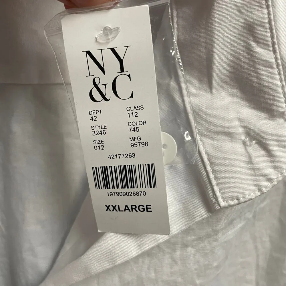 New York & Company NEW White Button Down Shirt Womens XXL Career Business - Image 3