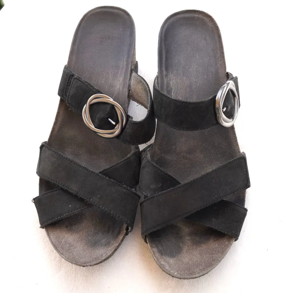 Dansko Suzie Womens Black‎ Wedge Sandals With Buckle Strap Sz 41 7.5 8 - Image 2