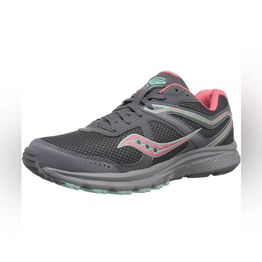 Saucony Grid Cohesion TR11 Running Shoes (size 9.5), Grey, Peach - Image 2