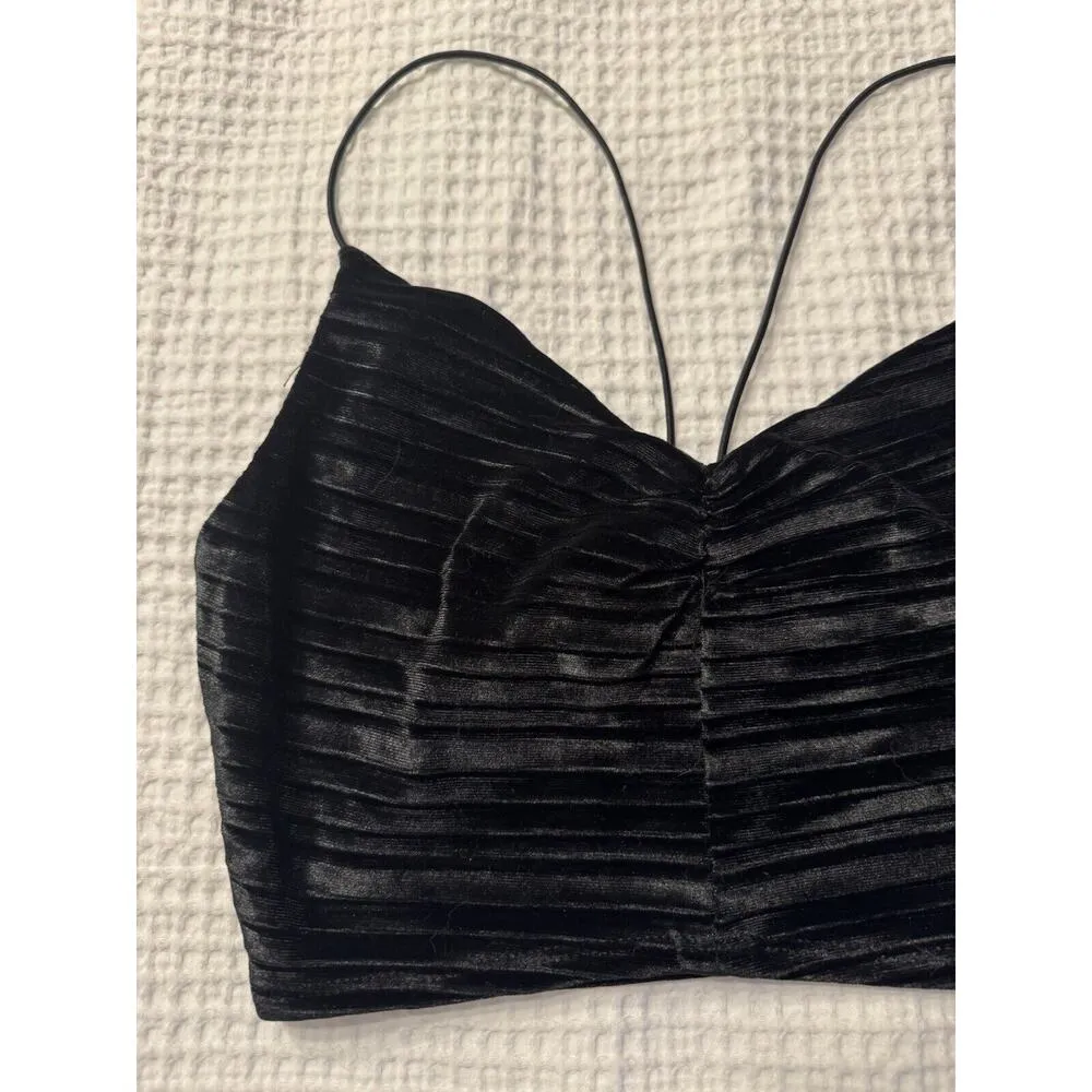 Black Velvet Crop Top Wild Fable Size XS Spaghetti Strap Holiday Fancy Party - Image 2