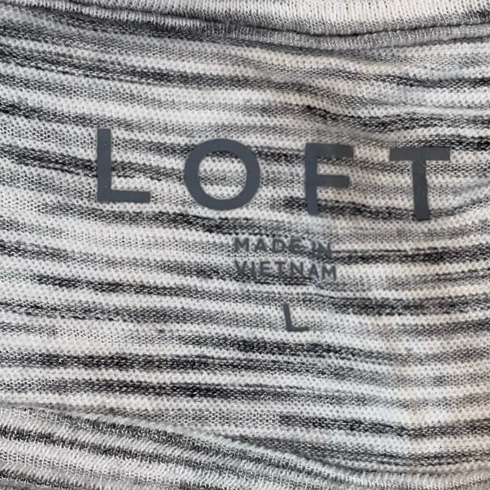 Loft Cold Shoulder Gray & White Striped Tee Shirt - Image 4
