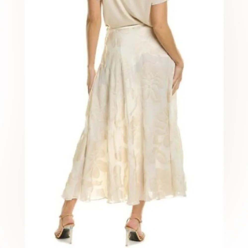Lafayette 148 Ambria Silk Blend Floral Intarsia Creme Fraiche Maxi Skirt 4 NWT - Image 2