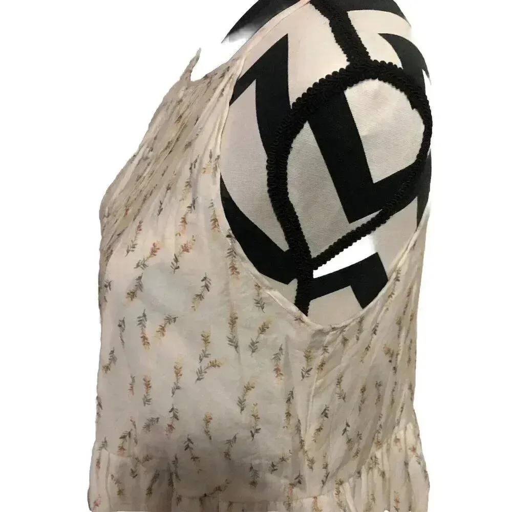 By The River Floral Midi Maxi Dress Med Romantic Prairie Cottagecore High Neck - Image 4