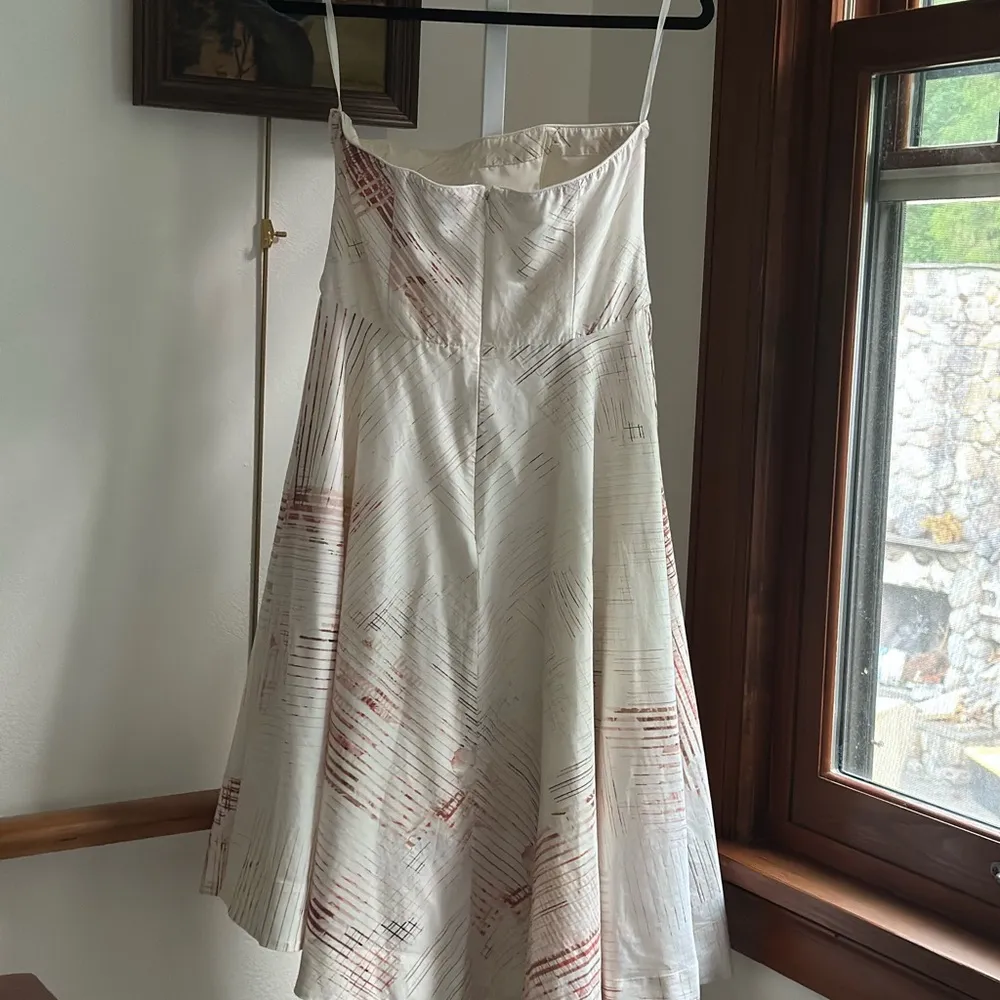 White House Black Market Cream Ruched asymmetrical Midi Dress - Image 3