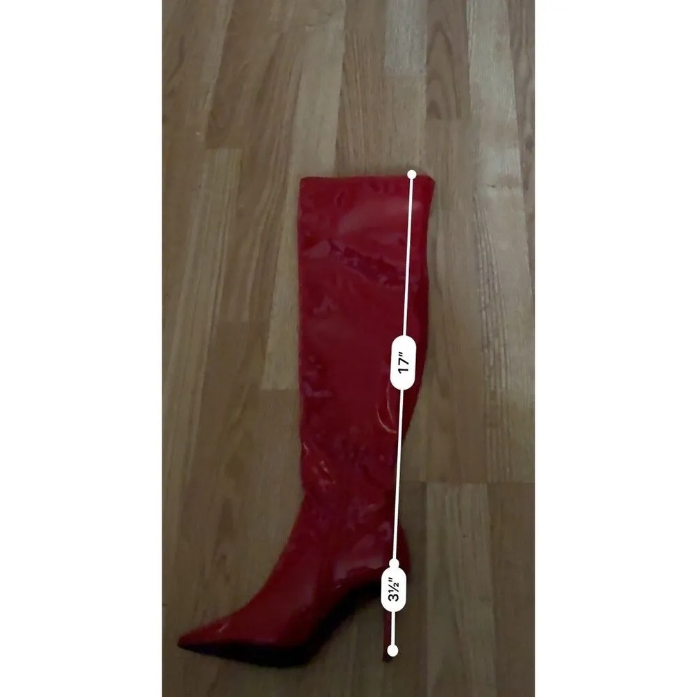 Jessica Simpson Women Over the Knee Stiletto Heel Dress Boot Red 5 1/2 M/36 - Image 4