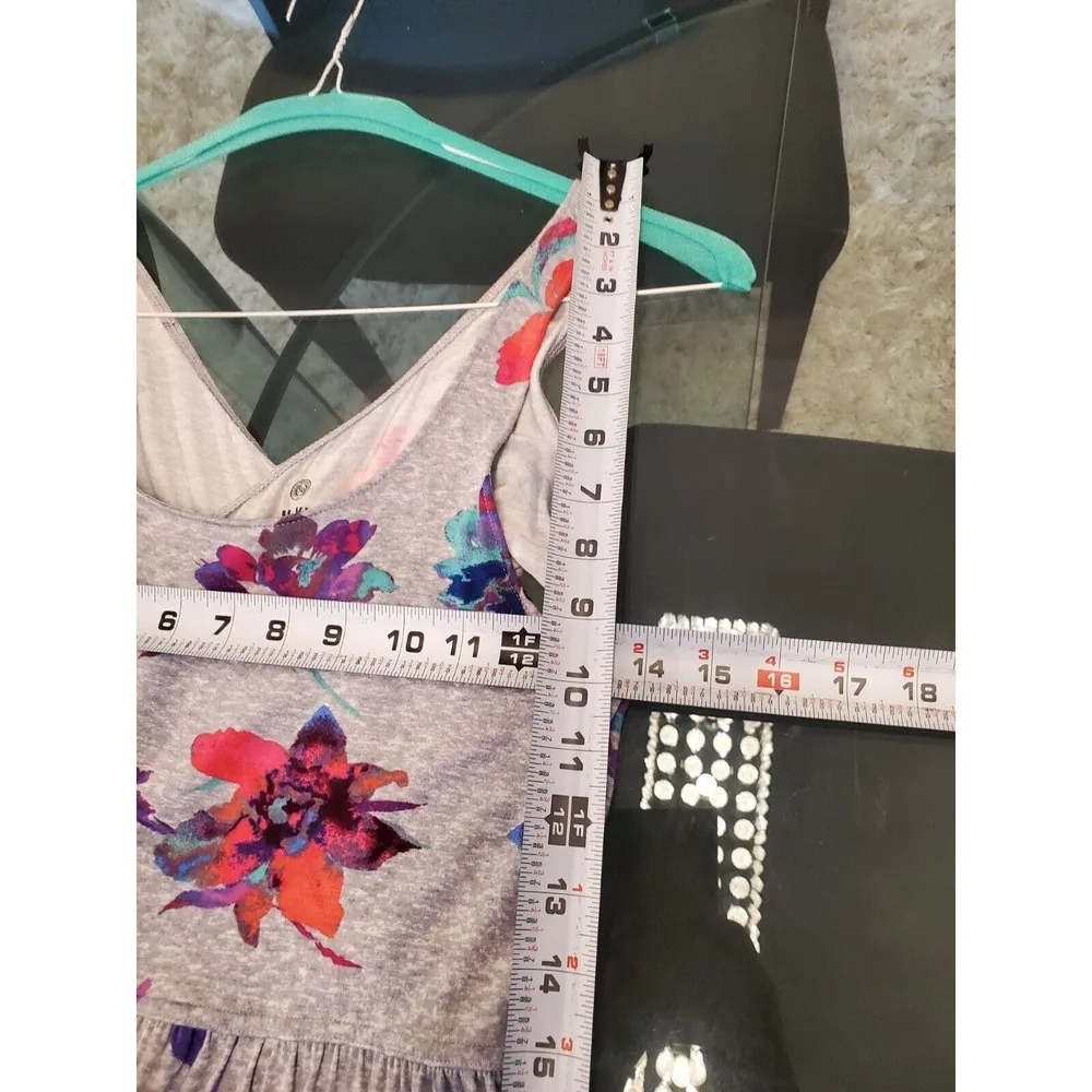 Maxi Dress Women's Gray Floral Rayon Scoop Neck Sleeveless Long Maxi Dress L Size L - Image 11