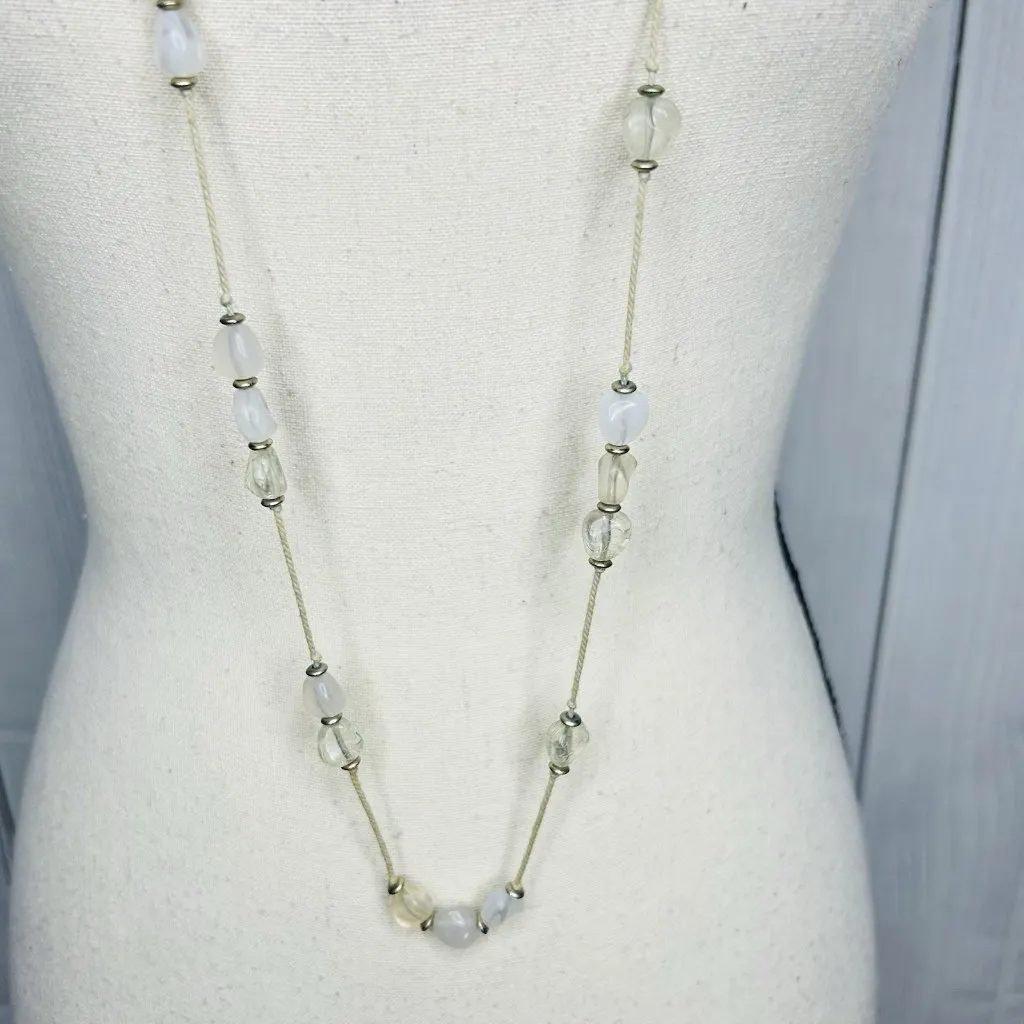 Ann Taylor Loft 23” Beaded Necklace Twine Chain Tasseled - Image 3