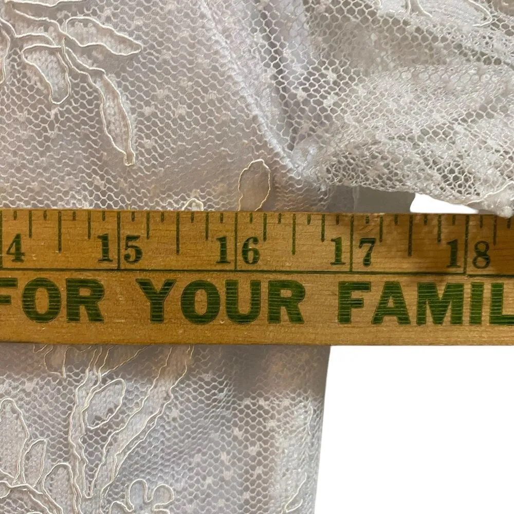 Vintage VICTOR COSTA Sz 6 White Floral Lace Pattern Blouse Zip Up Clean Girl - Image 5