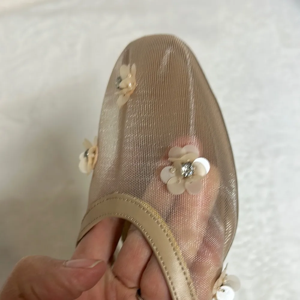 A New Day Tan Flats with Floral Embellishments - Image 9