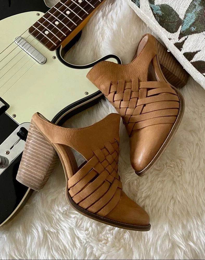 🌸Anthropologie🌸 Seychelles Tan Leather Braided Mules - Image 8