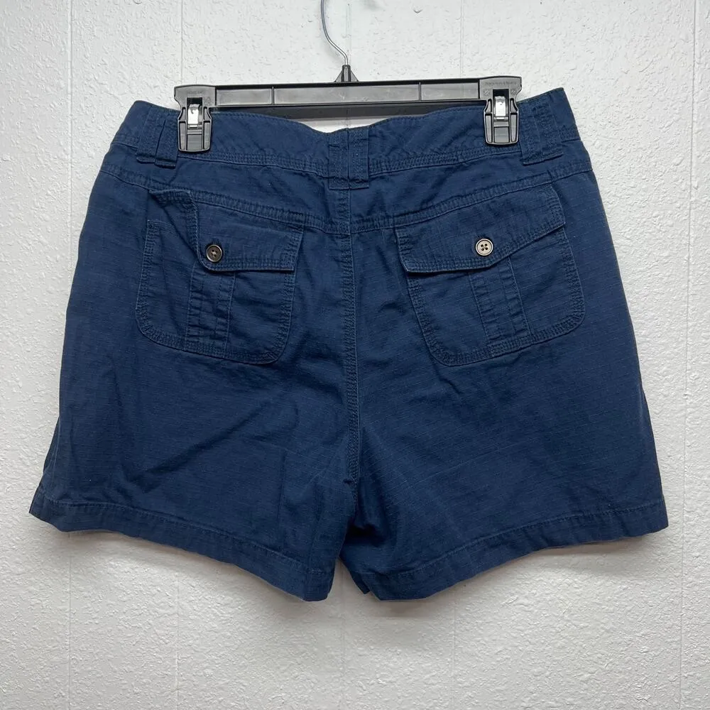St. John's Bay 100% Cotton High Rise Navy Blue Academia Women's Shorts Size 12 - Image 2