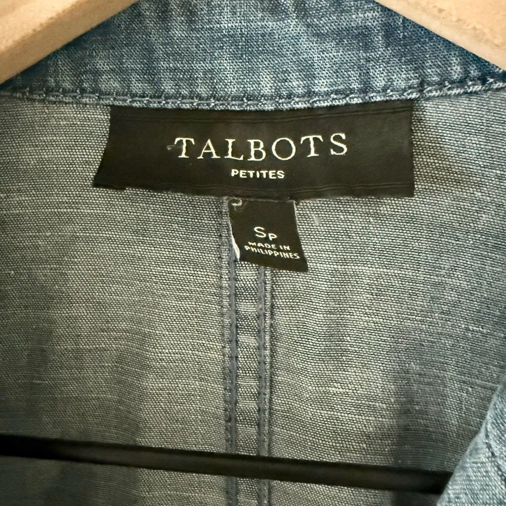 Talbots Petites Denim Chambray Single Button Blazer Size SP - Image 4