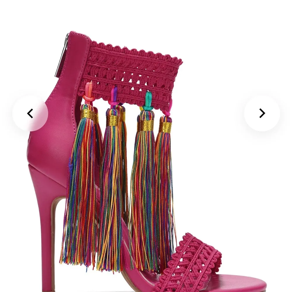 open round toe pink stilettos heels sandals - Image 3