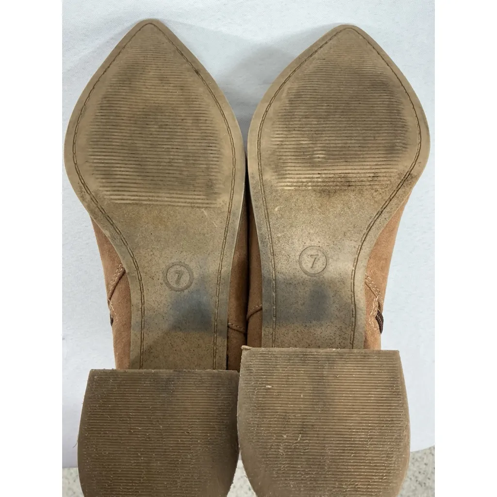 Womans Target Ankle Boots 7 Camel Side Zip Block Heel Pointed Toe - Image 8