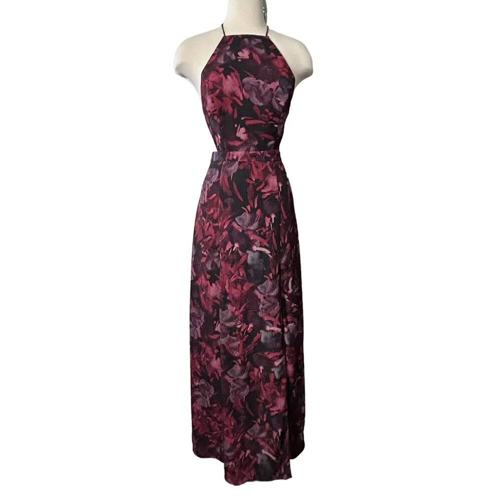Fame and Partners Floral Print Halter Strappy Back Maxi Dress Sz 6 Resort Beachy - Image 8