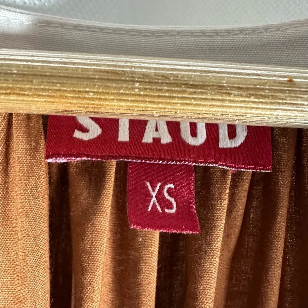 Staud Demi Tiered Cotton Blend Poplin Maxi Dress Tan White Size XS - Image 5