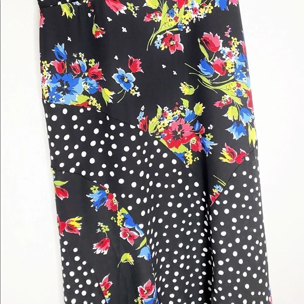 Likely Saige Floral & Polka Dot Slip Dress Black Multi Size 2 Surplice Neck - Image 7