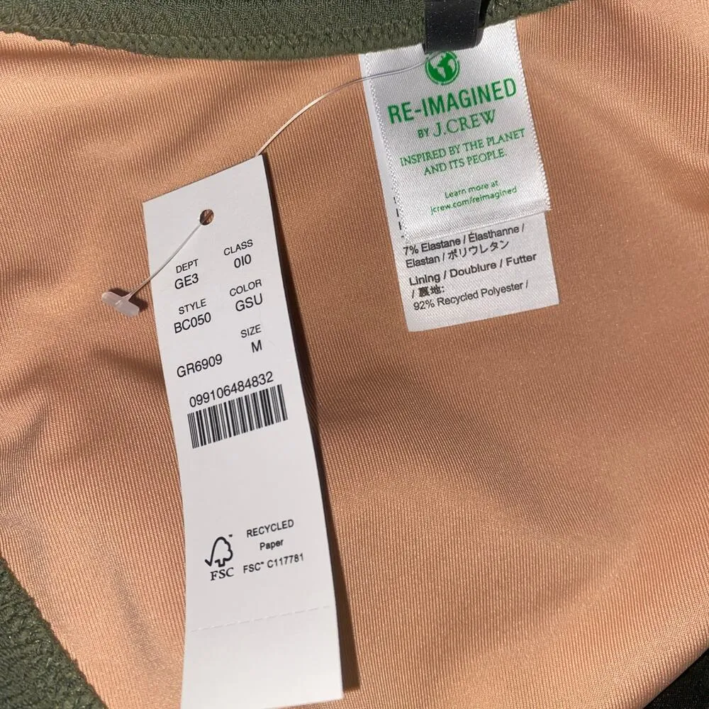 New J. Crew Green Textured Cheeky Bikini Swim Bathing Suit Bottom Women's Medium - Image 7