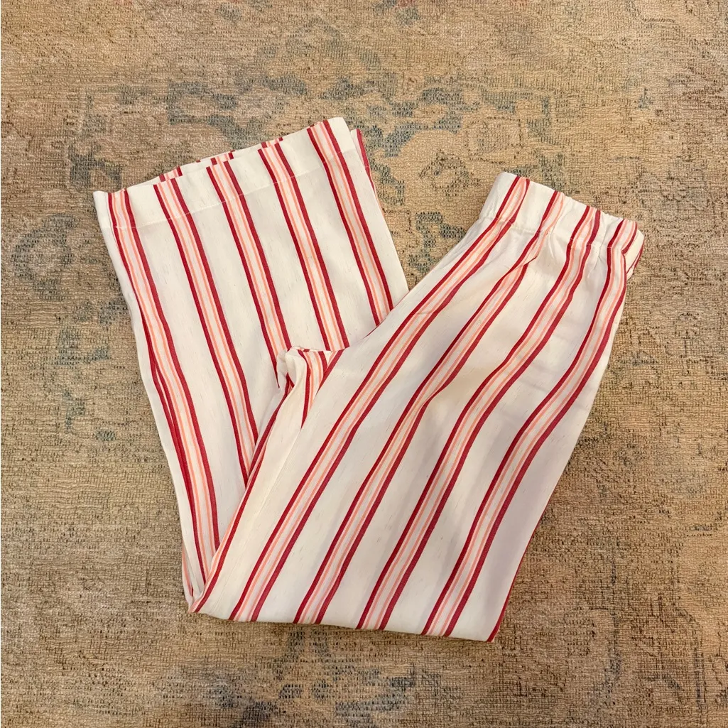 Jupee NWOT Red, White and Coral Striped High Rise Wide Leg Pants with Pockets Size M - Image 3