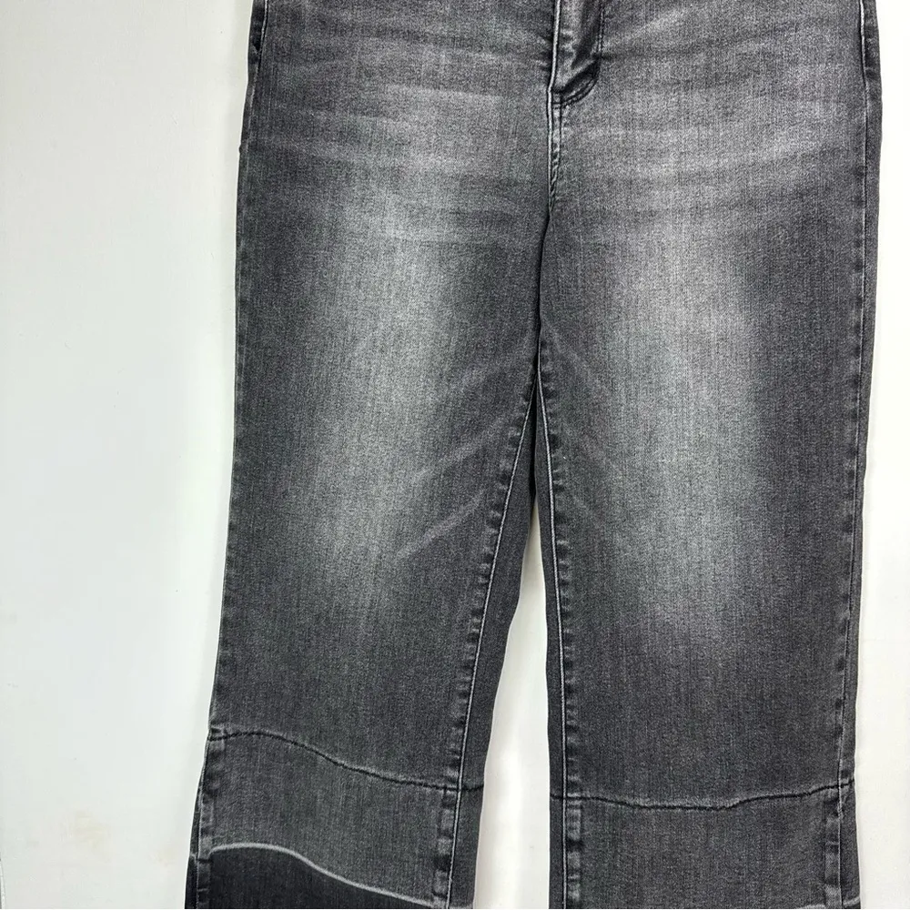 Judy Blue Wide Leg Crop Jeans Sz 28 High Rise Raw Hem Black Grey Wash - Image 8